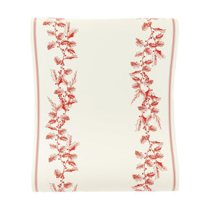 Cream & Red Holly Paper Table Runner | The Party Darling