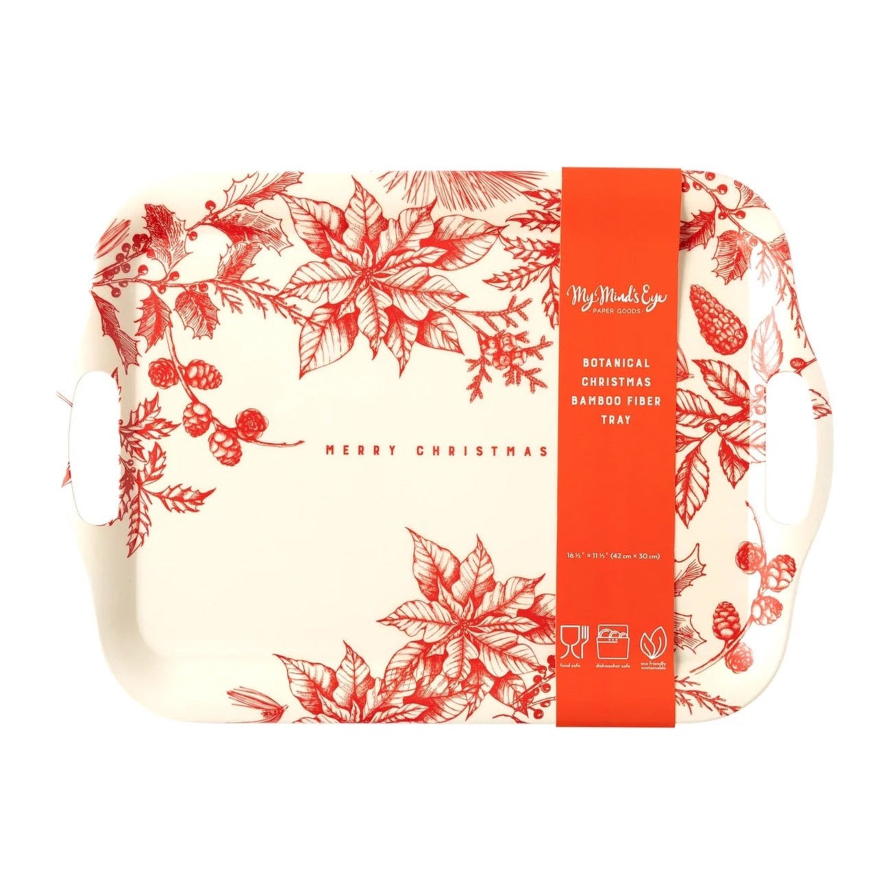 Red Floral Christmas Bamboo Serving Tray | The Party Darling