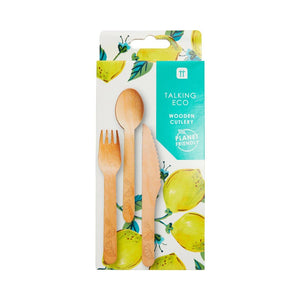 Lemon Wooden Cutlery Service for 6 | The Party Darling