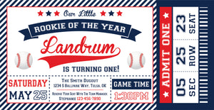 Baseball Ticket Birthday Party Invitation