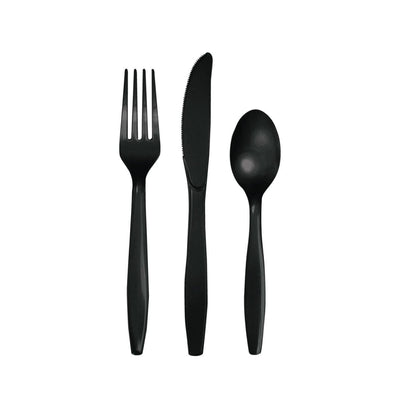 BLACK Premium Plastic Cutlery Set for 8
