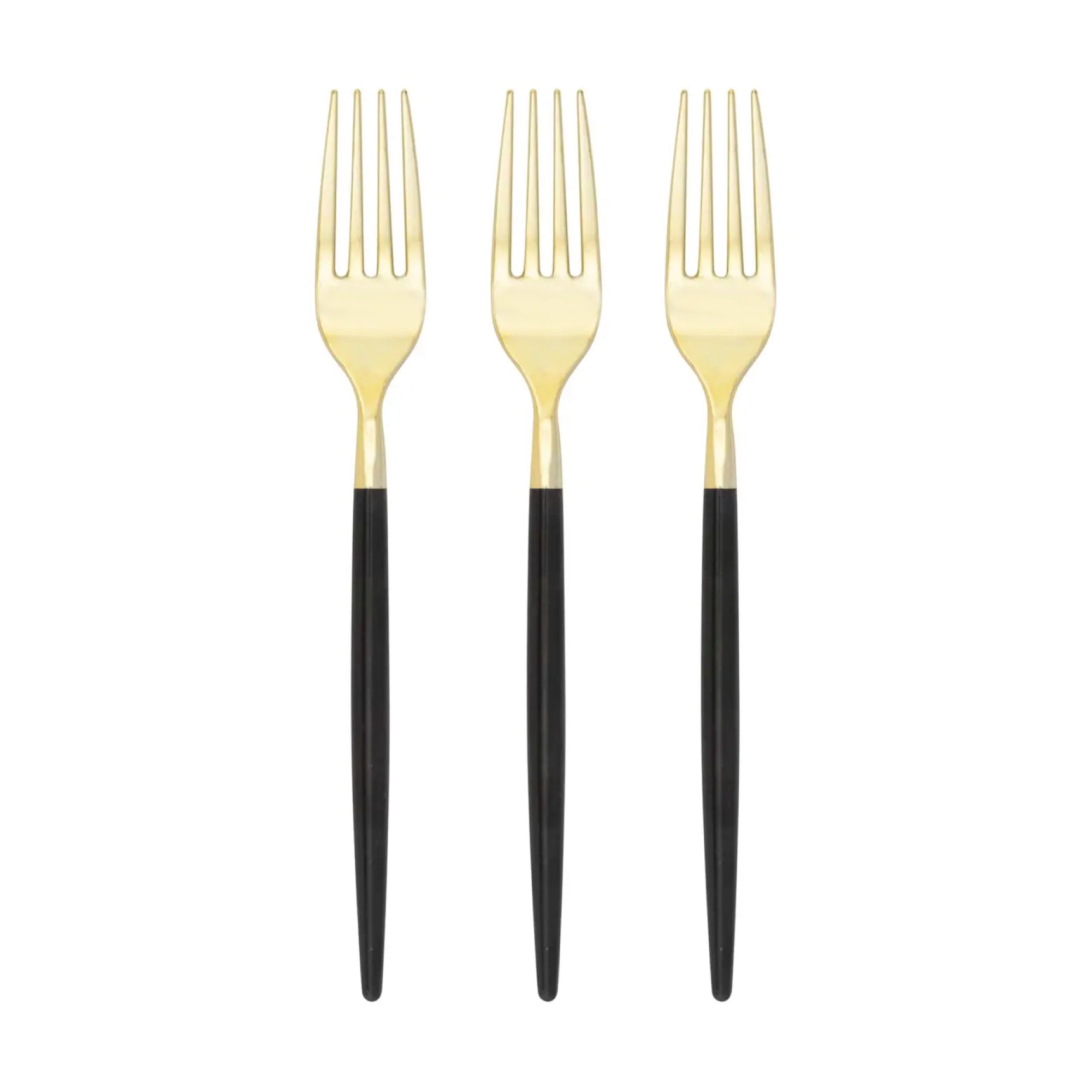 Black & Gold Plastic Forks 32ct | The Party Darling