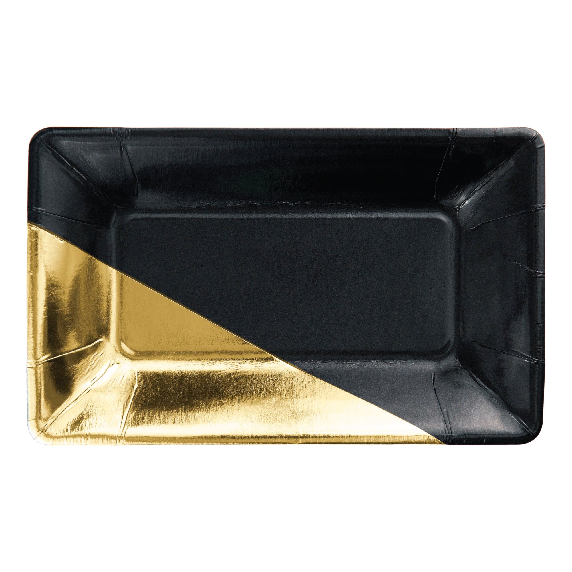 Black & Gold Foil Rectangle Dessert Plates 8ct | The Party Darling