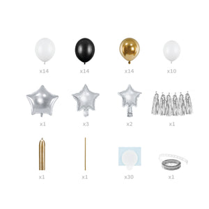 Black, Gold, & Silver Star Balloon Garland 5.5ft Items Included