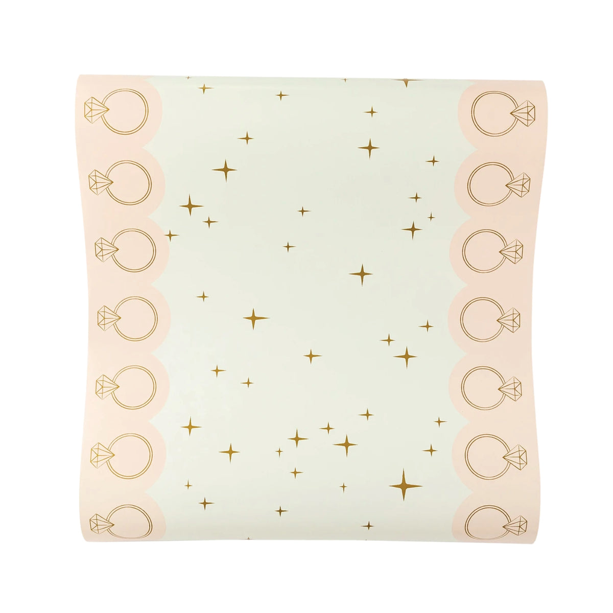 Gold & Pink Diamond Ring Paper Table Runner 10ft | The Party Darling