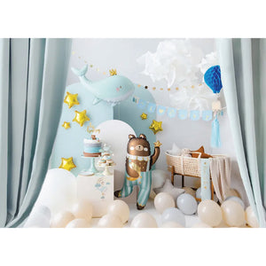 Blue Baby Whale Foil Balloon 30.5in Baby Boy Decorations