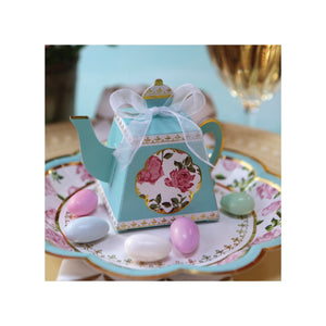 Blue Floral Tea Time Favor Boxes 24ct Displayed