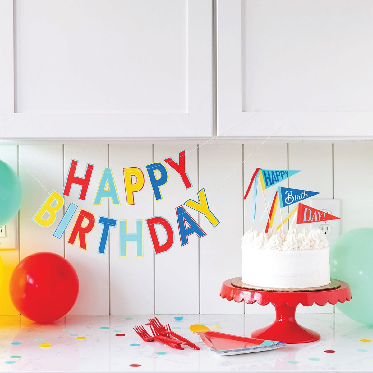 Blue "Happy Birthday" Banner Party Decor