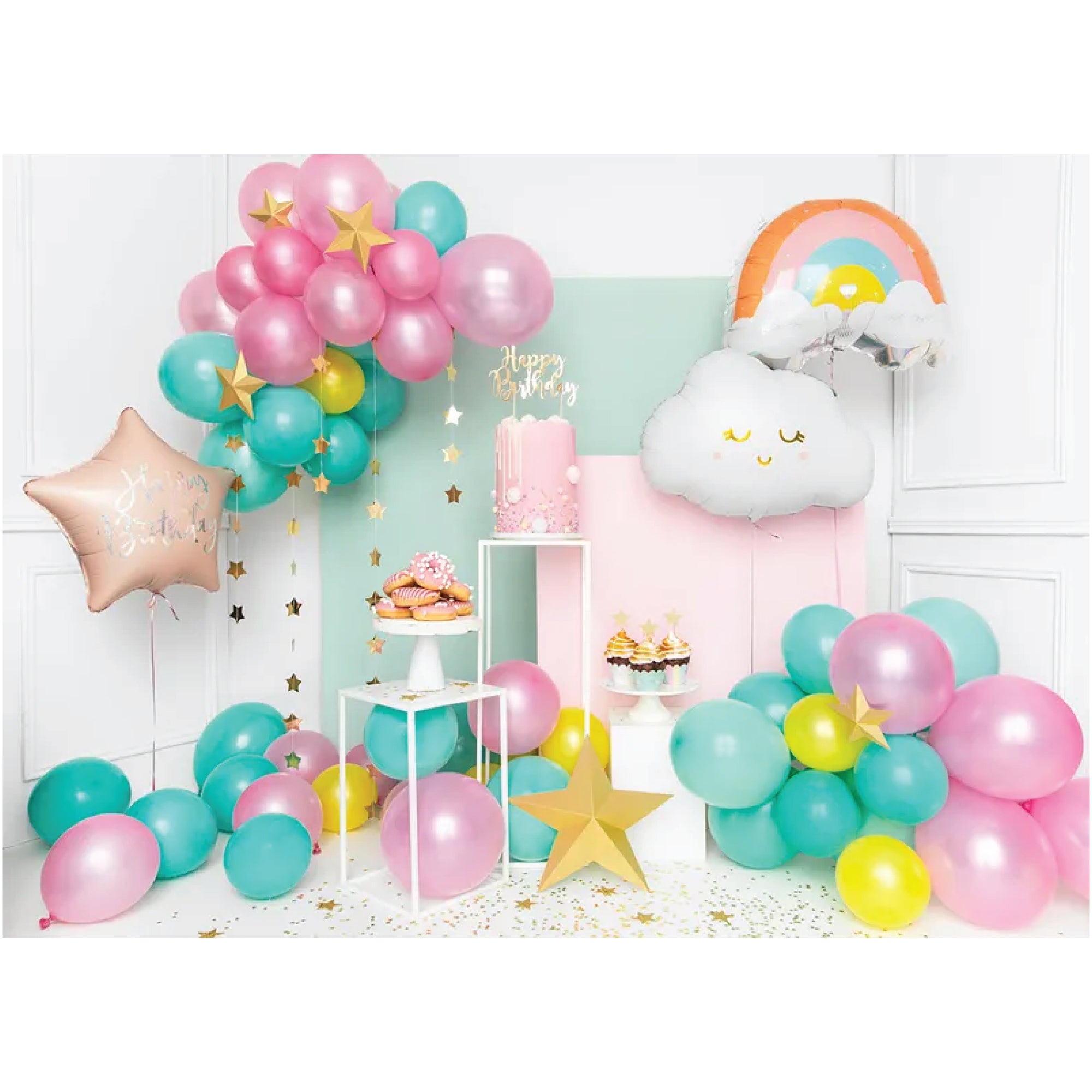 Blush Pink Happy Birthday Star Balloon 15.5in Party Decor