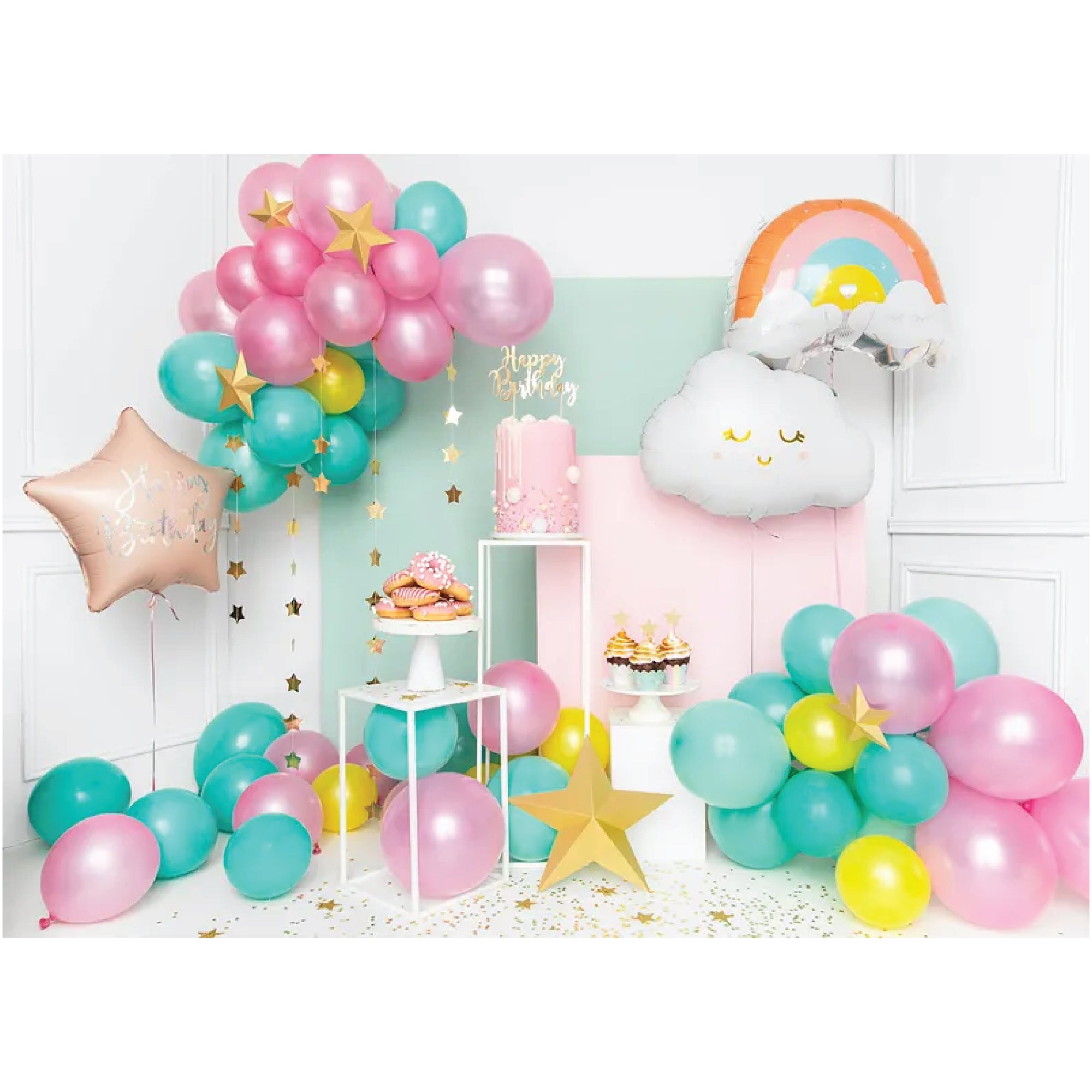 Blush Pink Happy Birthday Star Balloon 15.5in | The Party Darling