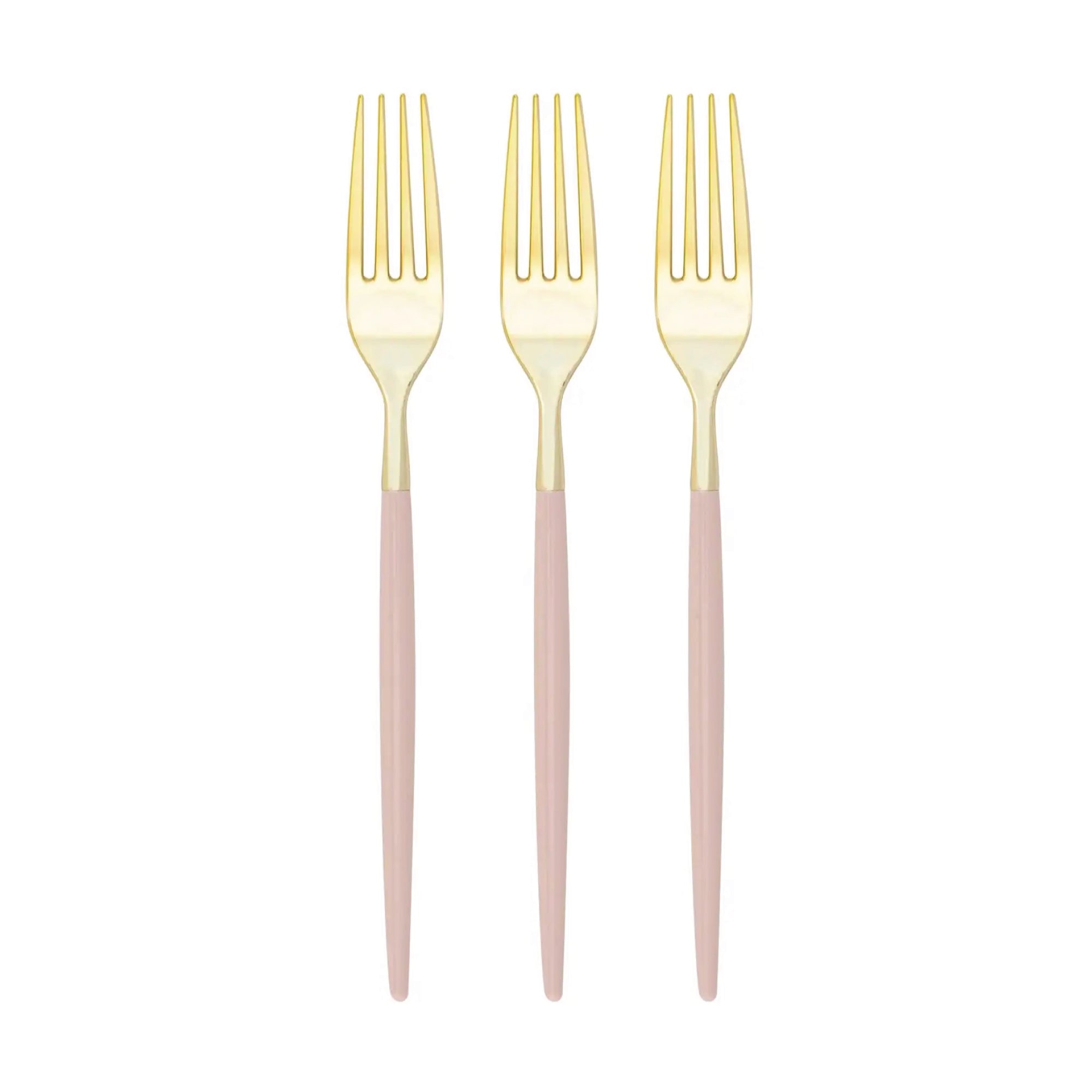 Blush Pink & Gold Plastic Forks 32ct | The Party Darling