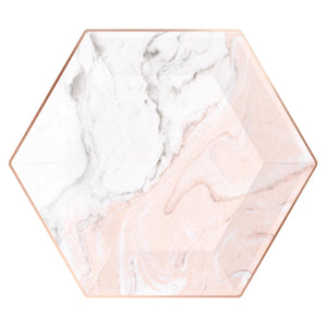 Blush Pink & Rose Gold Marble Lunch Plates 8ct | The Party Darling