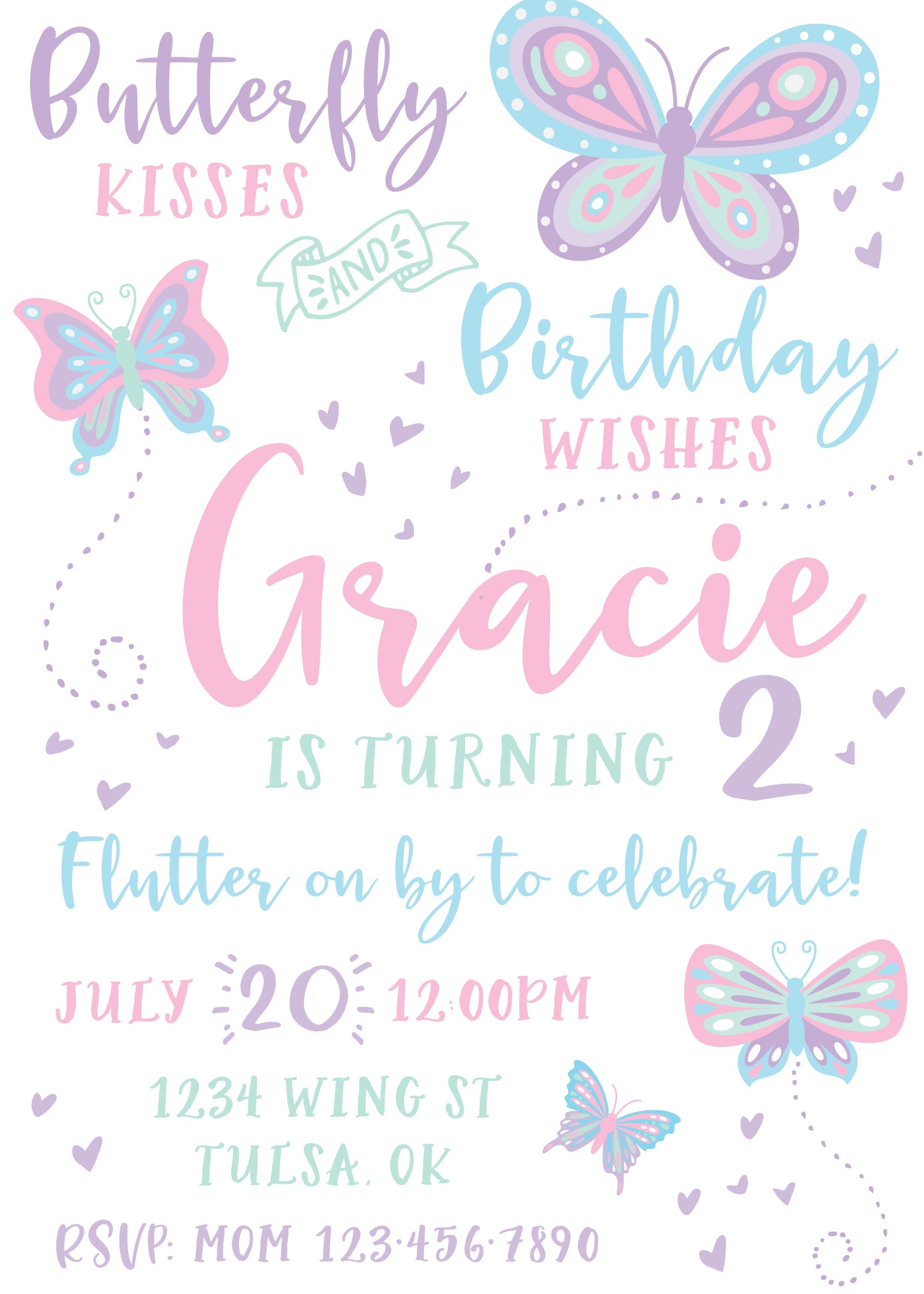 Fluttering Butterfly Birthday Party Invitation