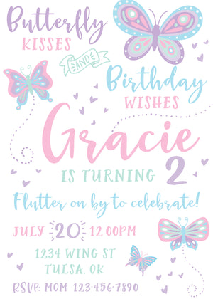 Fluttering Butterfly Birthday Party Invitation Front | The Party Darling