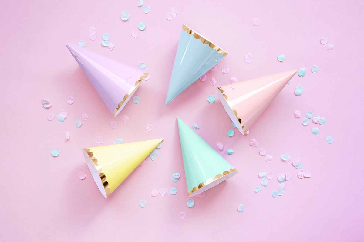 Assorted Pastel Party Hats 6ct - The Party Darling