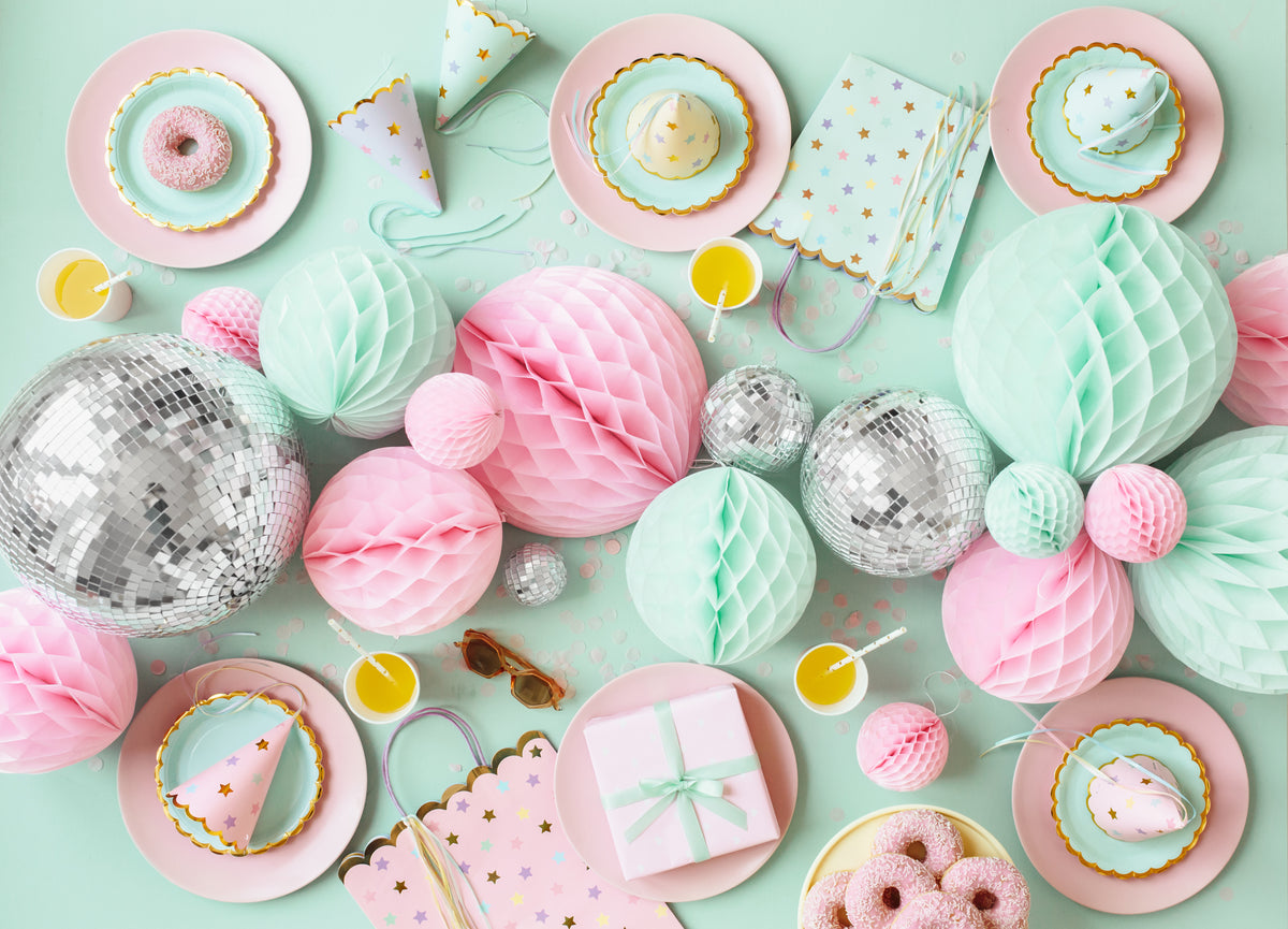Assorted Pastel Star Party Hats 6ct Party Set Up