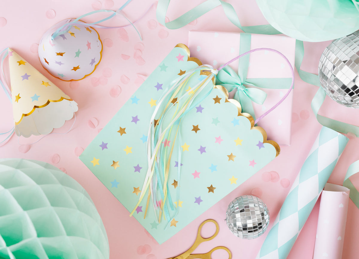 Assorted Pastel Star Party Hats 6ct Table Decor
