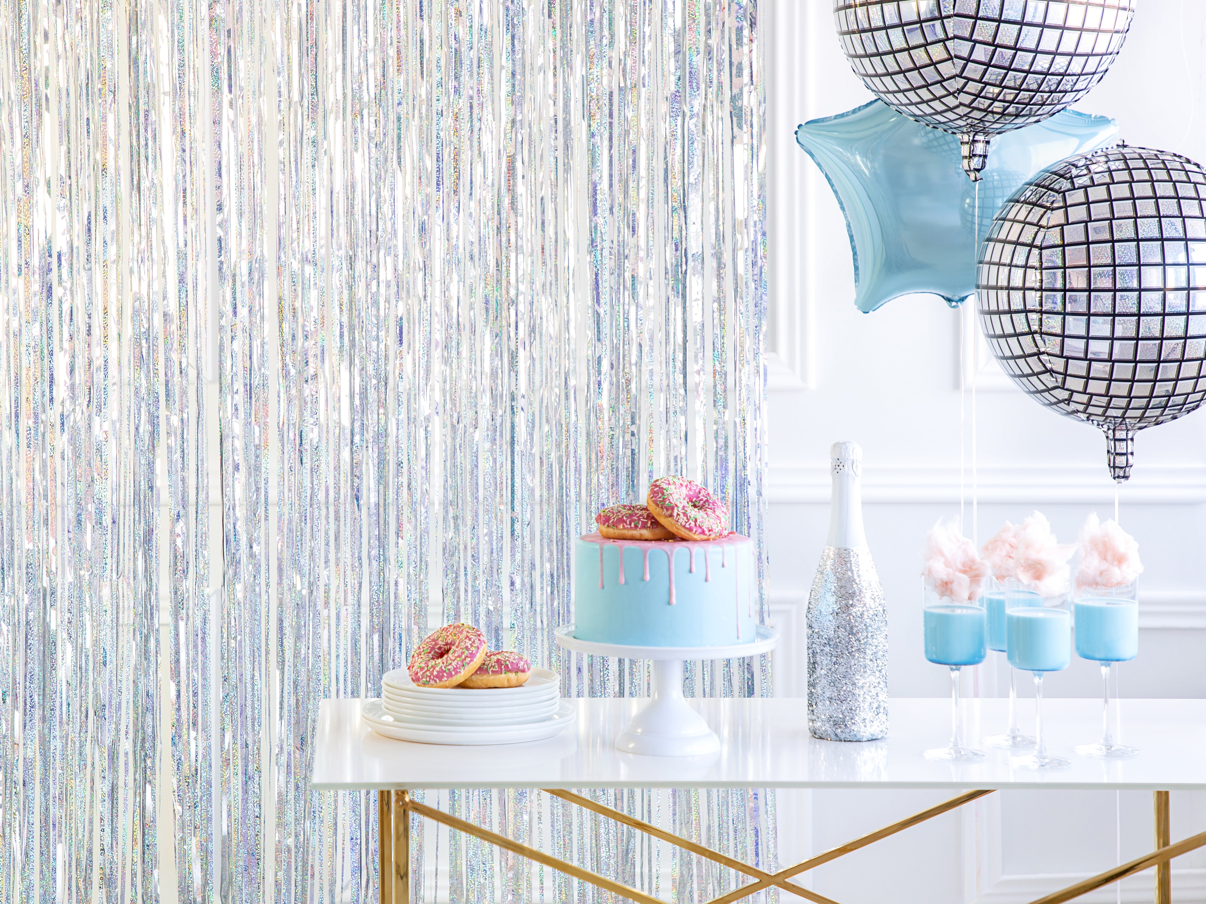 Silver Holographic Fringe Curtain Backdrop 3ft - The Party Darling