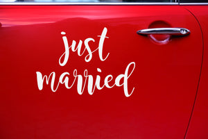 Just Married Car Sticker on side of car
