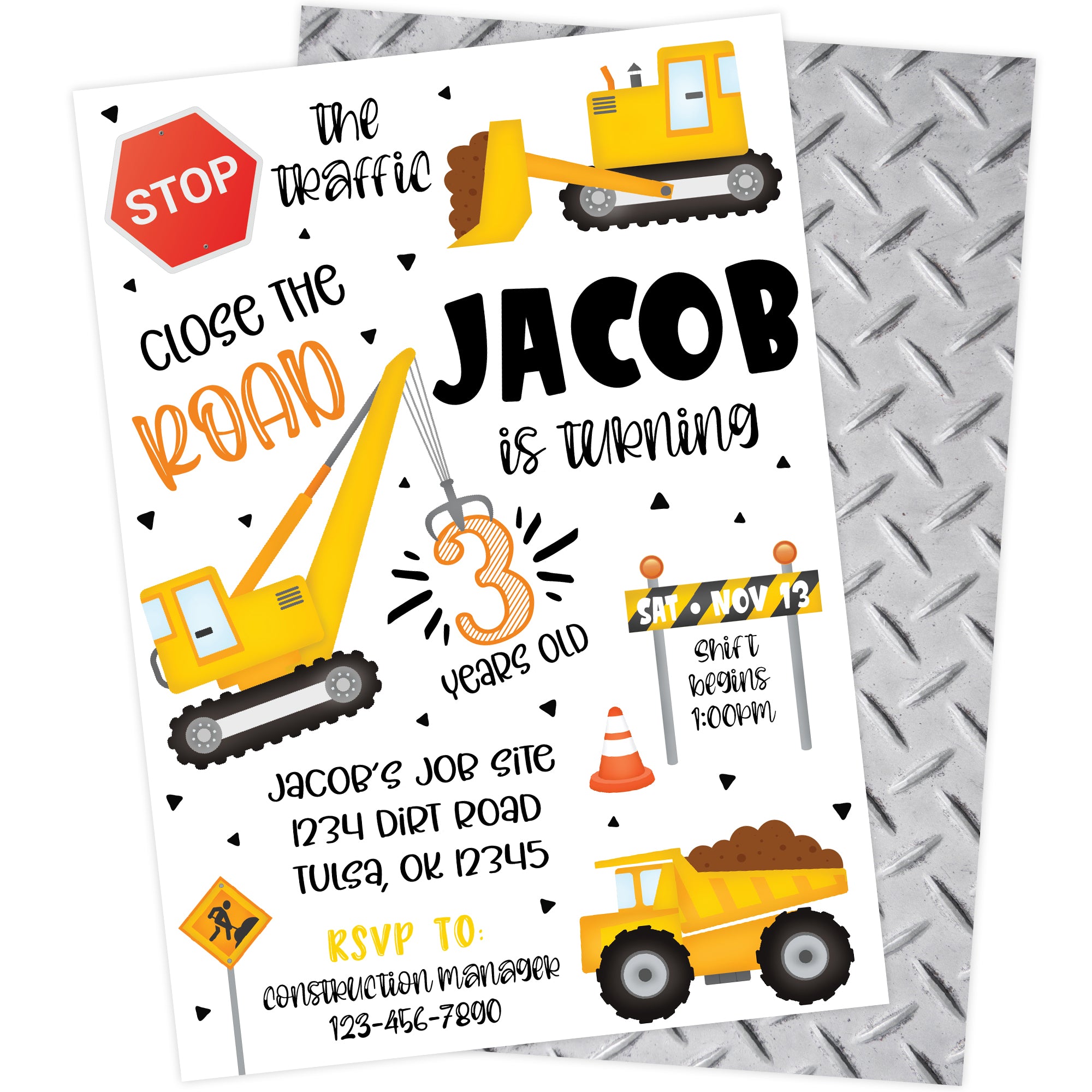 Construction Zone Birthday Party Invitation | The Party Darling