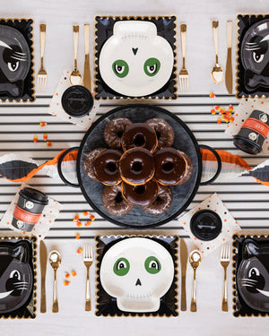 Cream with Black Striped Table Runner Halloween Theme