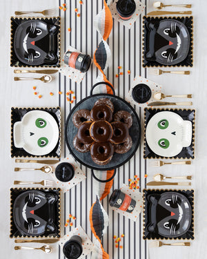 Cream with Black Striped Table Runner Halloween Theme Party