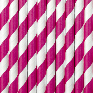 Dark Pink Striped Paper Straws - The Party Darling