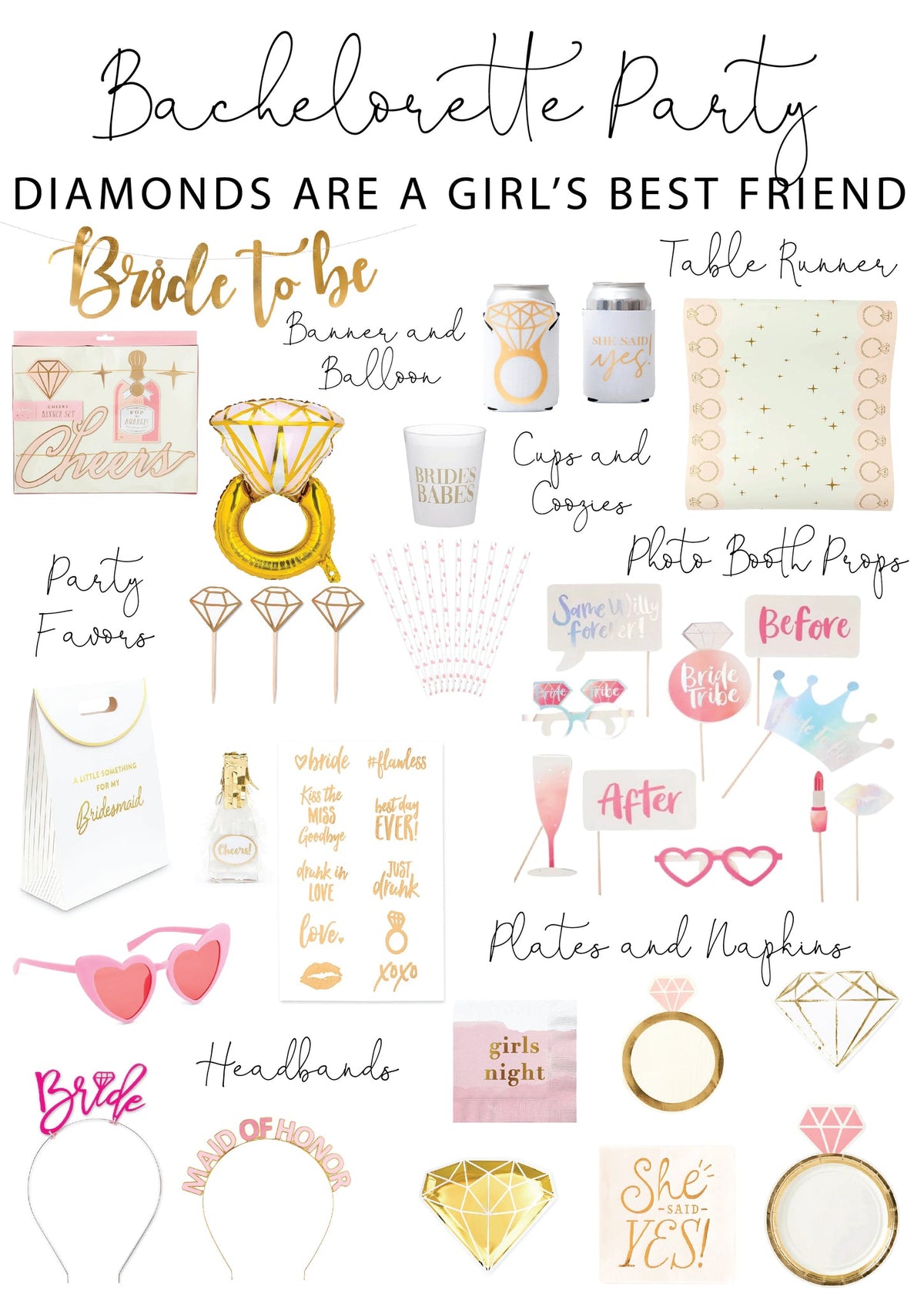 Gold & Pink Diamond Ring Paper Table Runner 10ft | The Party Darling