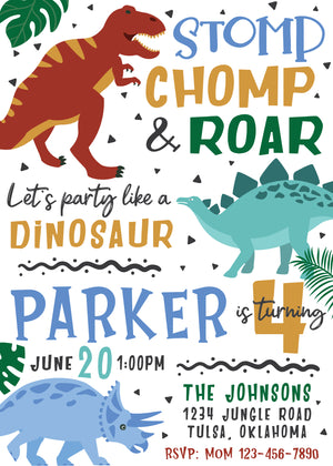 Dinosaur Kingdom Birthday Party Invitation - The Party Darling