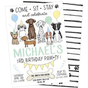 Dog Pawty Birthday Party Invitation | The Party Darling