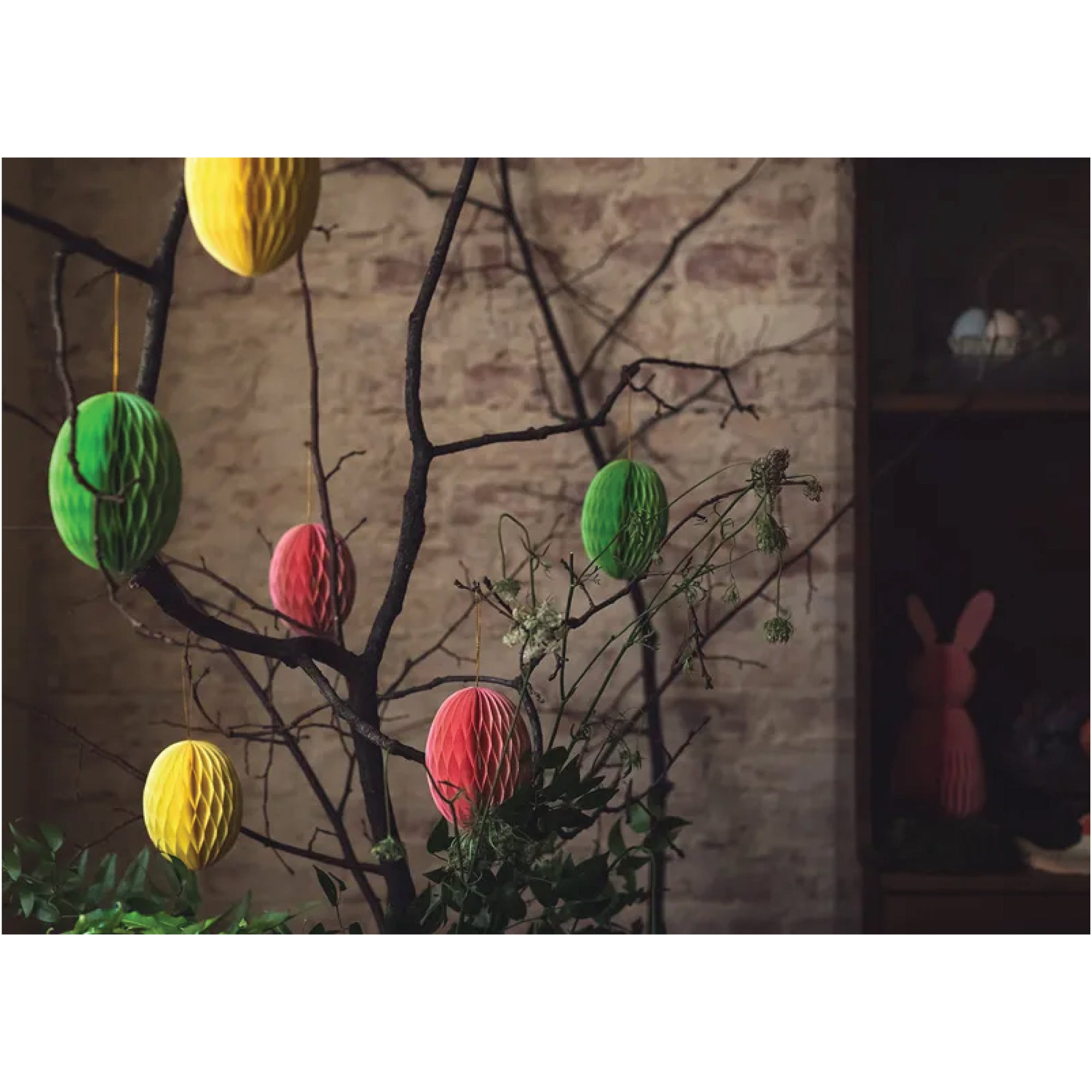 Green Egg Honeycomb Decoration 4.75in Hanging from tree