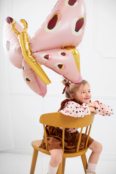 Pink & Gold Butterfly Balloon 48in | The Party Darling