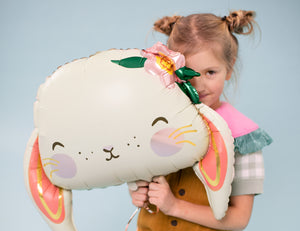 Cute Bunny Face Foil Balloon 20in Party Decor