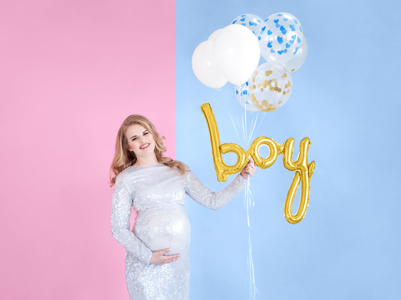 Gold Boy Letter Balloon Banner