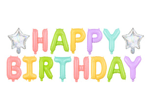 Multicolor Pastel Happy Birthday Balloon Banner | The Party Darling