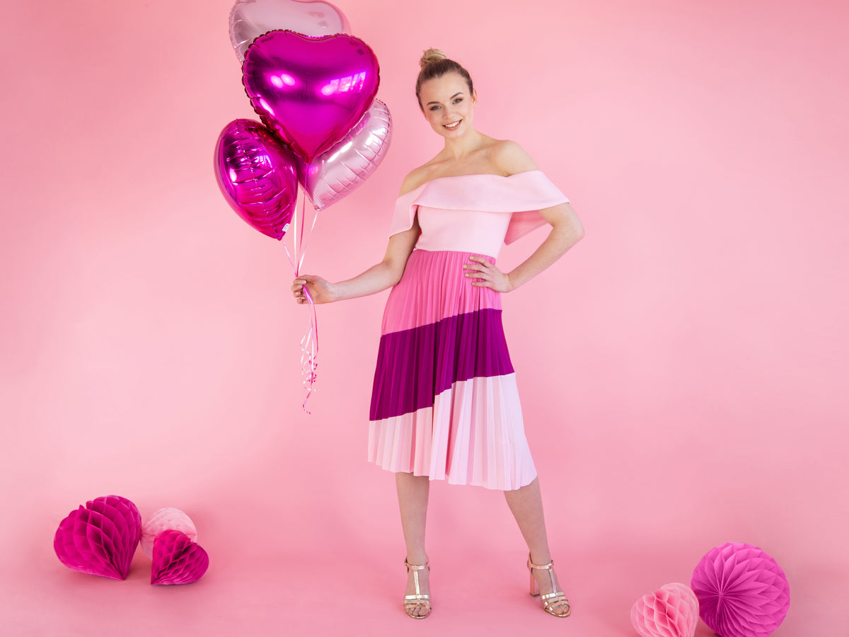 girl with Light Pink Heart Foil Balloon 18"