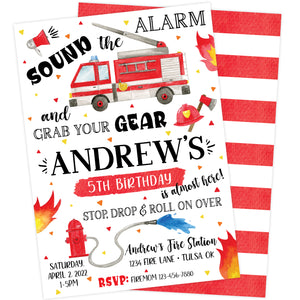 Fire Truck Birthday Party Printable Invitation | The Party Darling