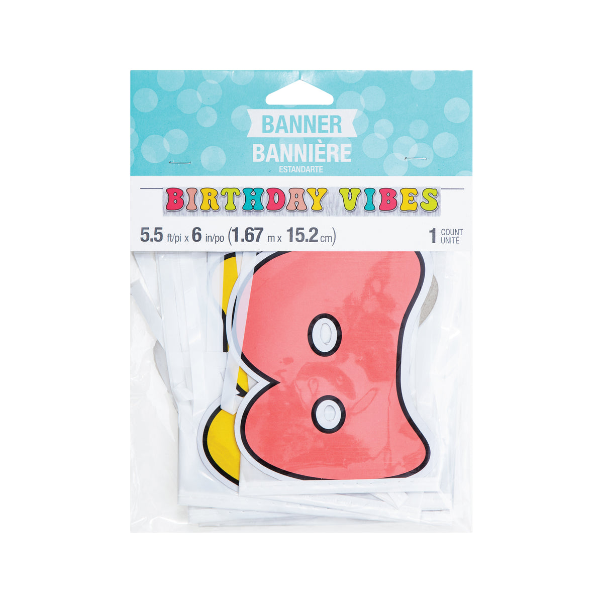 Groovy Birthday Vibes Fringe Banner 5ft Packaged