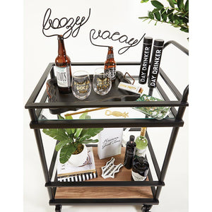 Black Boozy Plastic Word Straw Bar Cart