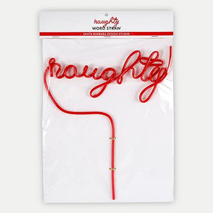 Red NAUGHTY Plastic Word Straw Packaged