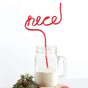 Red NICE Plastic Word Straw Holiday Drink