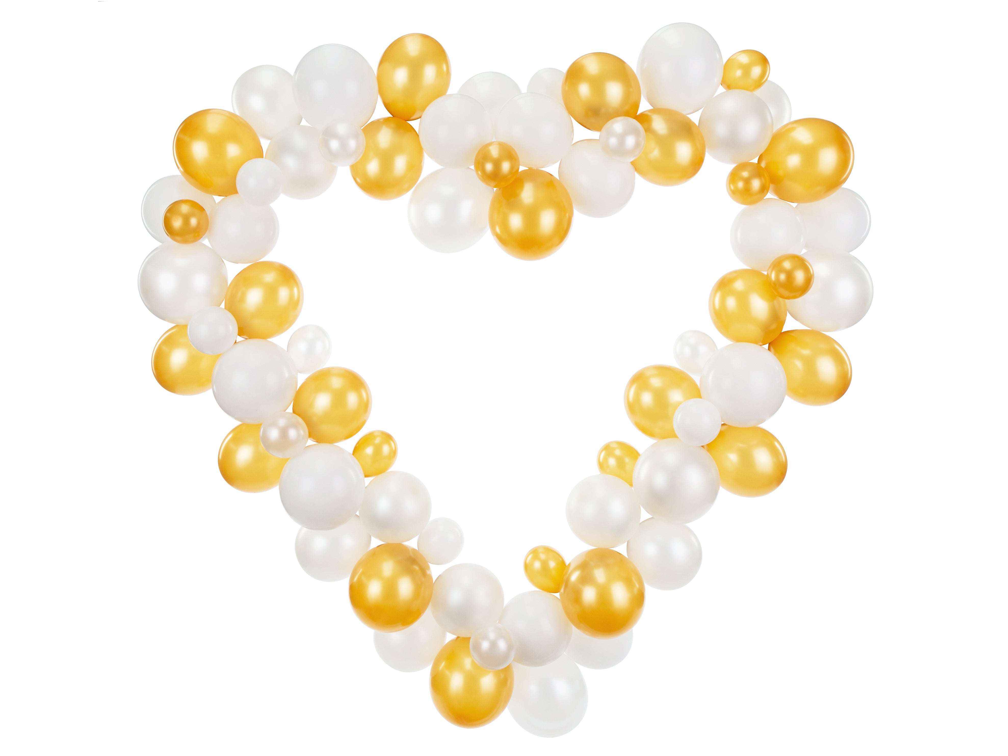 White & Gold Heart Shaped Balloon Garland Kit 68pc | The Party Darling