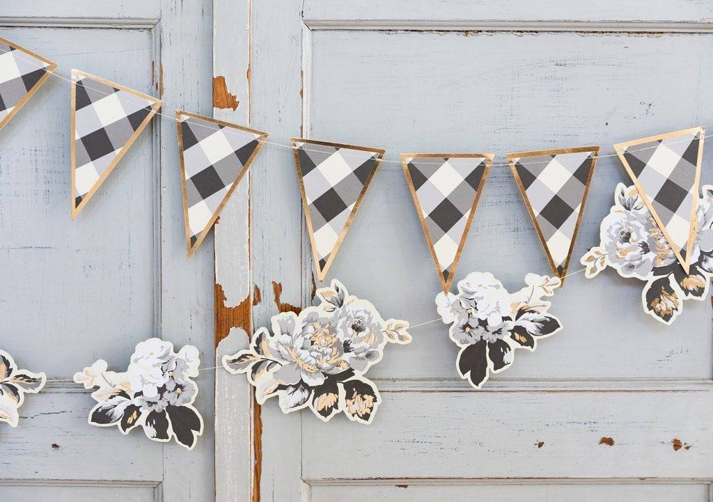 Gingham Farmhouse Buffalo Checkered Pennant Banner | The Party Darling