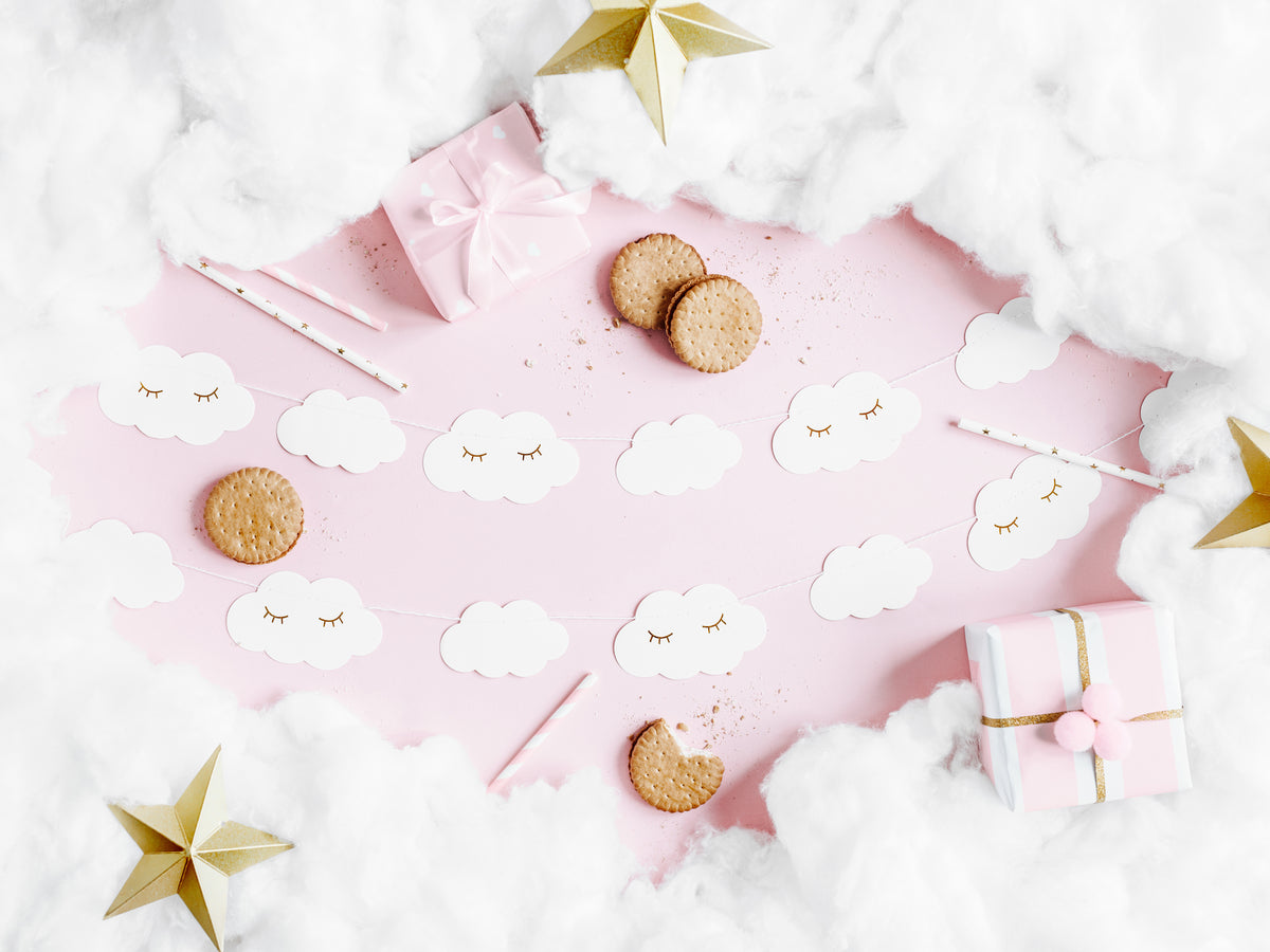 White Happy Clouds Garland 8.75ft - The Party Darling