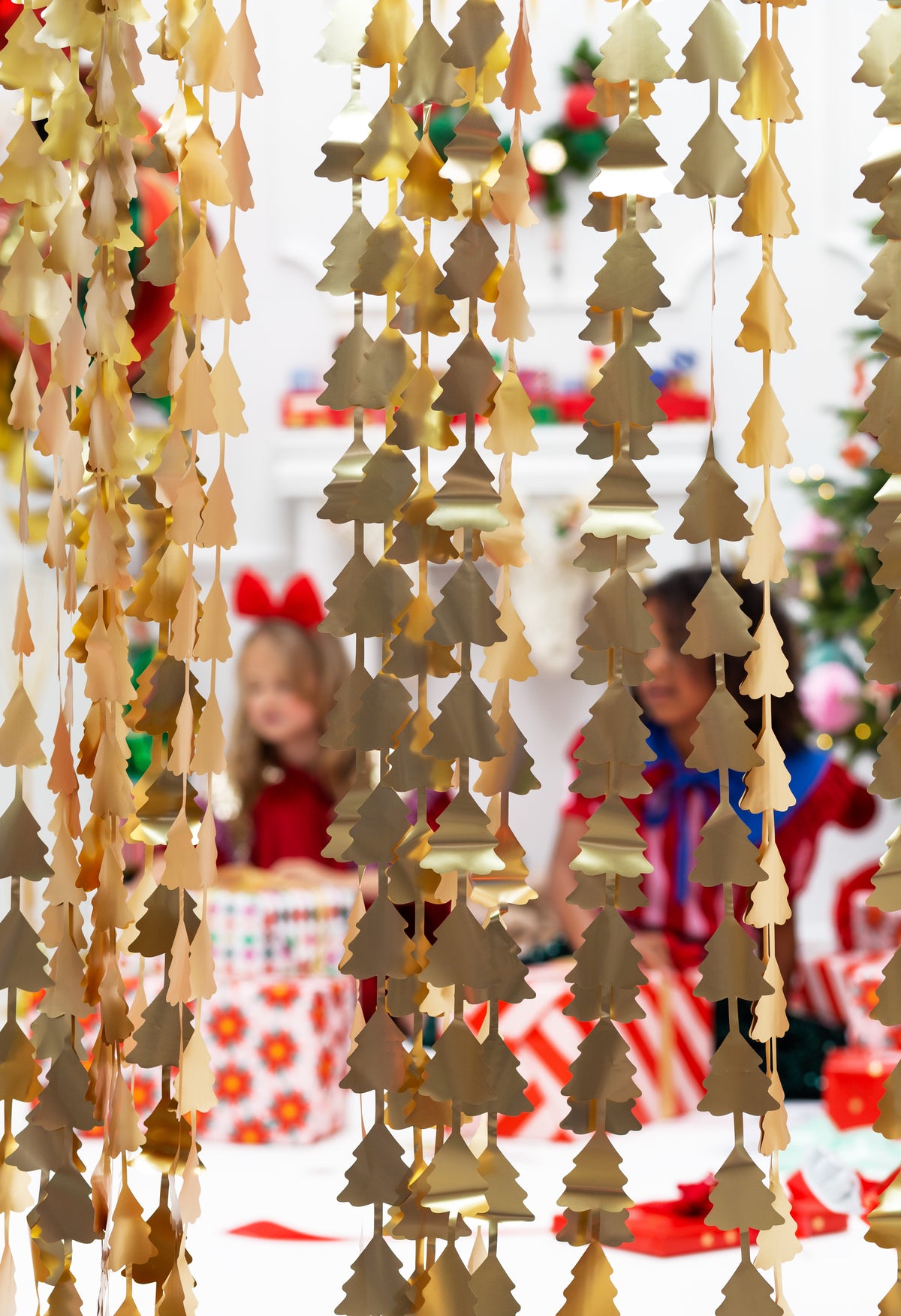 Gold Christmas Tree Backdrop 8ft Hung