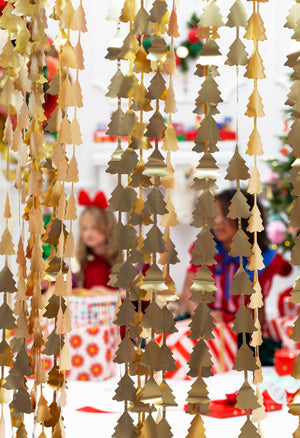 Gold Christmas Tree Backdrop 8ft Hung