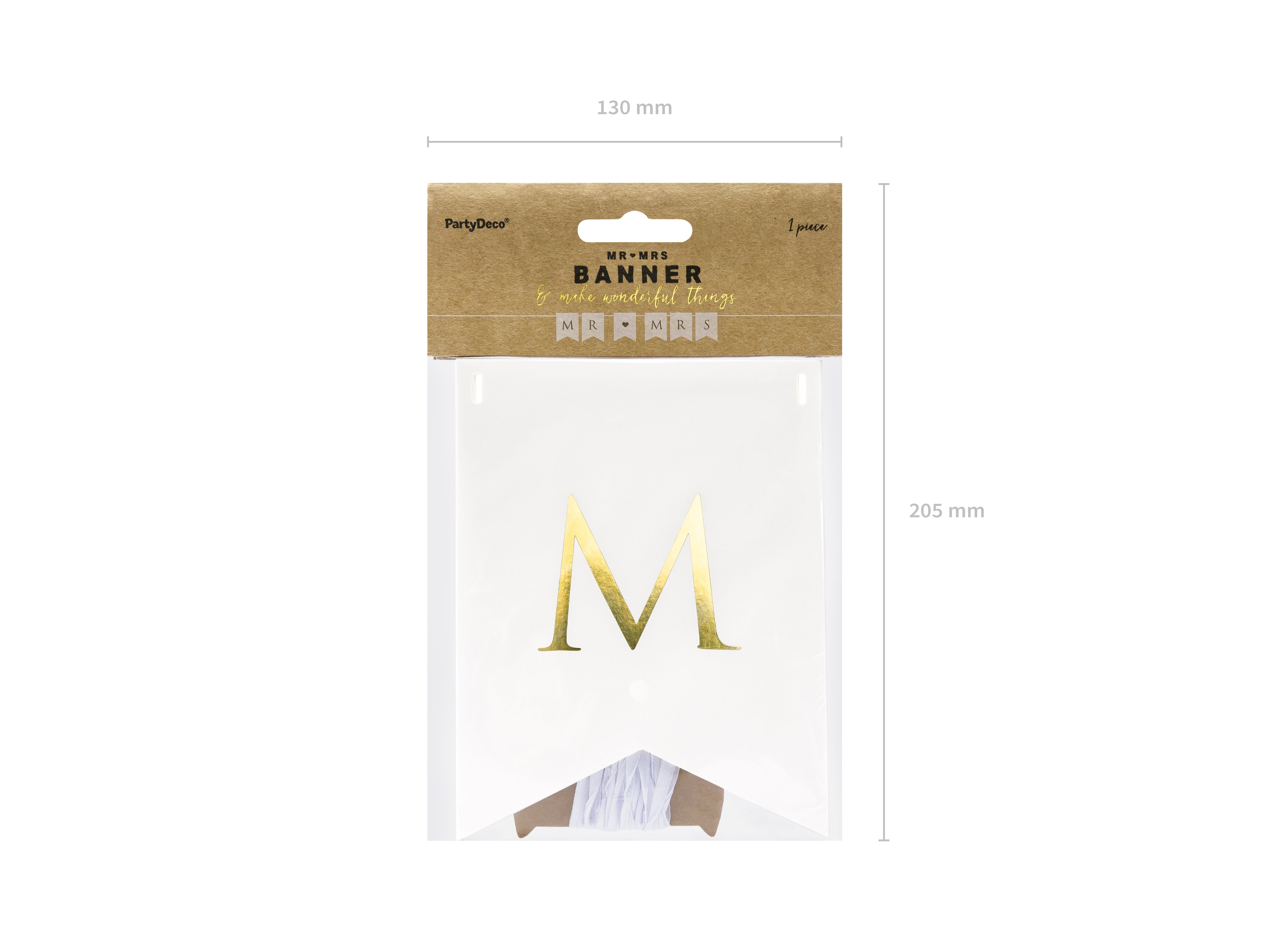 DIY White and Gold Mr. & Mrs. Pennant Banner Packaged
