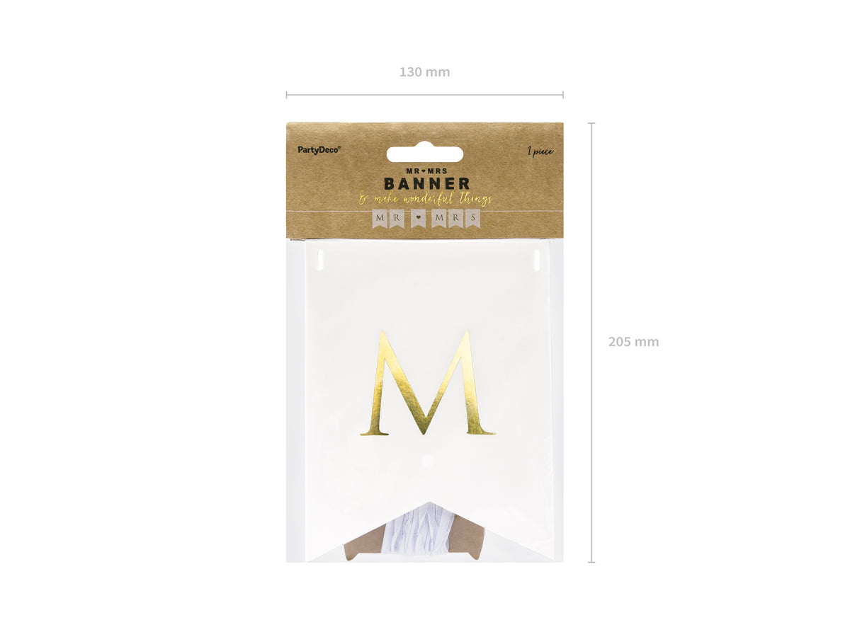 DIY White and Gold Mr. & Mrs. Pennant Banner Packaged