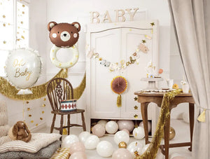 Teddy Bear Rattler Foil Balloon 26in Gender Nuetral Decor