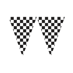 Giant Checkered Racing Flag Pennant Banner 20ft | The Party Darling